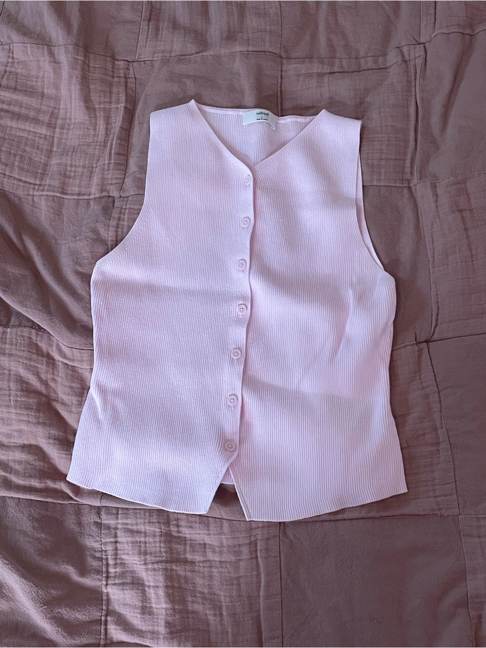 Wilfred Light Pink Ribbed Button-Front Tank